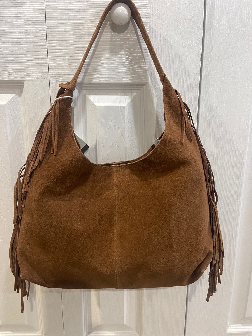 Haute Hippie Suede Fringe Hobo Bag in Brown new with tags - Picture 7 of 12